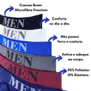 kit com 4 Cuecas Boxer Masculinas Sem Costura de Microfibra