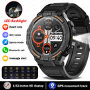 Smartwatch militar à prova d'água para homens, tela HD, lanterna, monitoramento de saúde, freqüência cardíaca, chamada BT, relógio inteligente para Android, IOS, 360x360