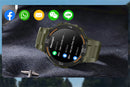 Smartwatch militar à prova d'água para homens, tela HD, lanterna, monitoramento de saúde, freqüência cardíaca, chamada BT, relógio inteligente para Android, IOS, 360x360