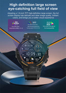 Smartwatch militar à prova d'água para homens, tela HD, lanterna, monitoramento de saúde, freqüência cardíaca, chamada BT, relógio inteligente para Android, IOS, 360x360