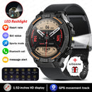 Smartwatch militar à prova d'água para homens, tela HD, lanterna, monitoramento de saúde, freqüência cardíaca, chamada BT, relógio inteligente para Android, IOS, 360x360