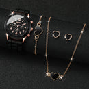 Conjunto Kit 5/6 Relógios de Quartzo | Pulseira de Silicone | Estilo e Elegância para Mulheres e Meninas