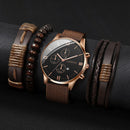 Kit 4/5 Relógio Masculino Estilo Casual – Pulseira Couro/Náilon | Quartzo