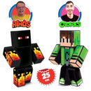 Kit com 2 Bonecos Gamer – Athos + Cadres Minecraft Youtubers Articulados 25cm