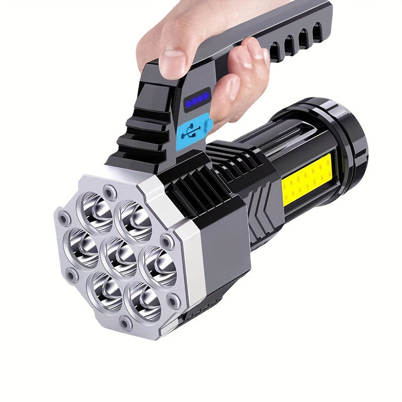 Lanterna LED de Alta Potência - Portátil Recarregável, Bateria de Longa Duração para Uso Externo, Luz Tática com Cabo USB