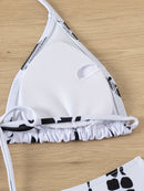 Robe de Praia Ombro a Ombro Feminino – Estampa Abstrata em Preto e Branco, Manga Longa, Poliéster de Alta Elasticidade, Biquíni Tomara que Caia com Detalhe Cruzado, Perfeito para Férias e Beira da Piscina