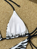 Biquíni de três pontos para mulher com alças estampadas, simples e sexy, em duas peças.