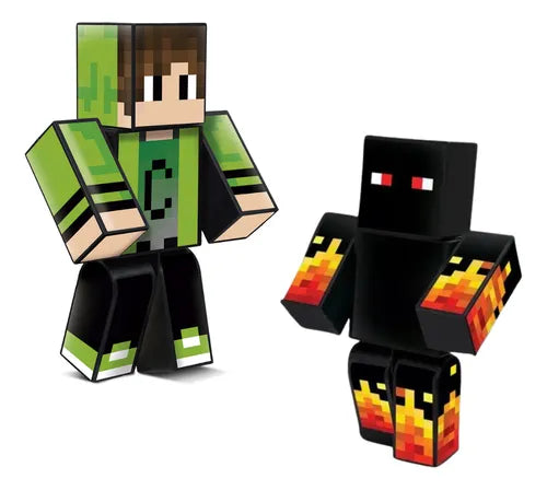 Kit com 2 Bonecos Gamer – Athos + Cadres Minecraft Youtubers Articulados 25cm