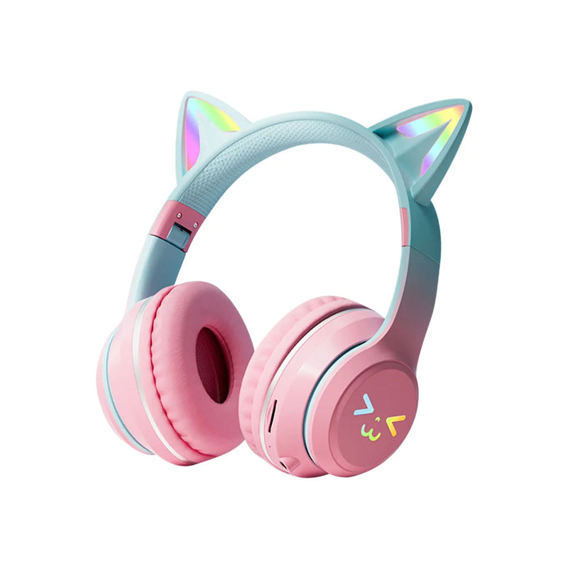 Fones de ouvido bluetooth com microfone, Orelha de gato e com Luzes