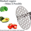 Amassador de Batatas e Legumes Multiuso em Aço Inox com Cabo Plástico