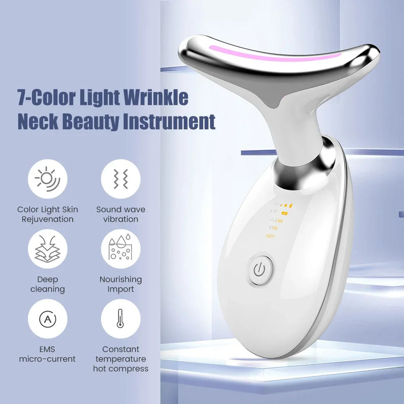 Dispositivo de Beleza Facial e Pescoço com EMS e Terapia de Luz LED