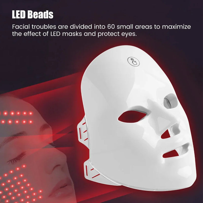 Máscara Facial LED 7 Cores com Fototerapia