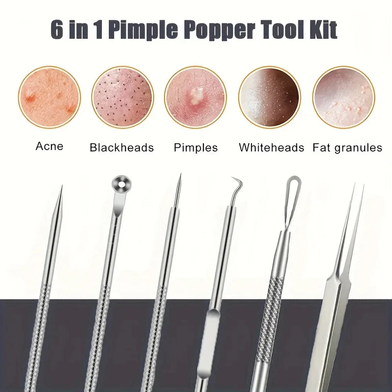 Conjunto de Pinças de Espinhas Ultra-Precisas – 6 Peças