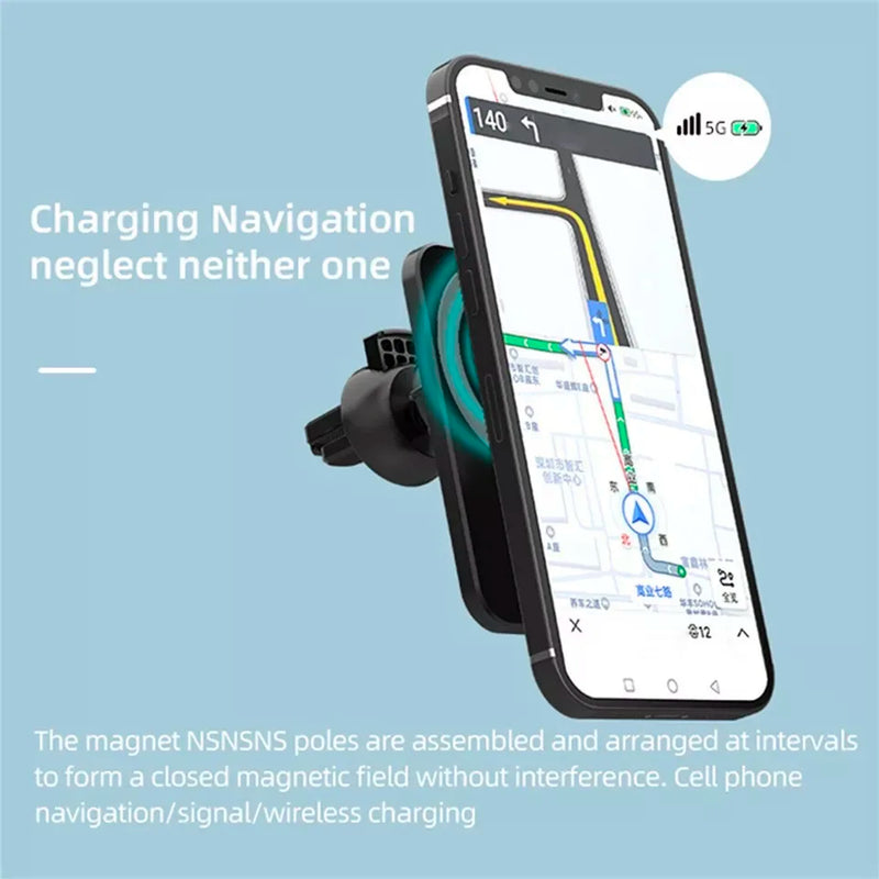 Carregador sem fio por indução e suporte para carro.
