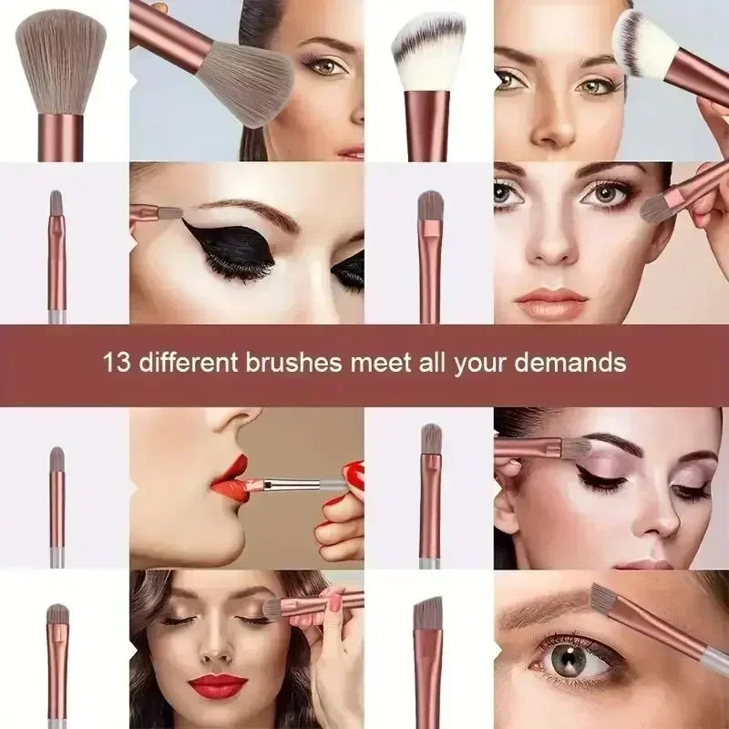 Conjunto profissional de pincéis de maquiagem.