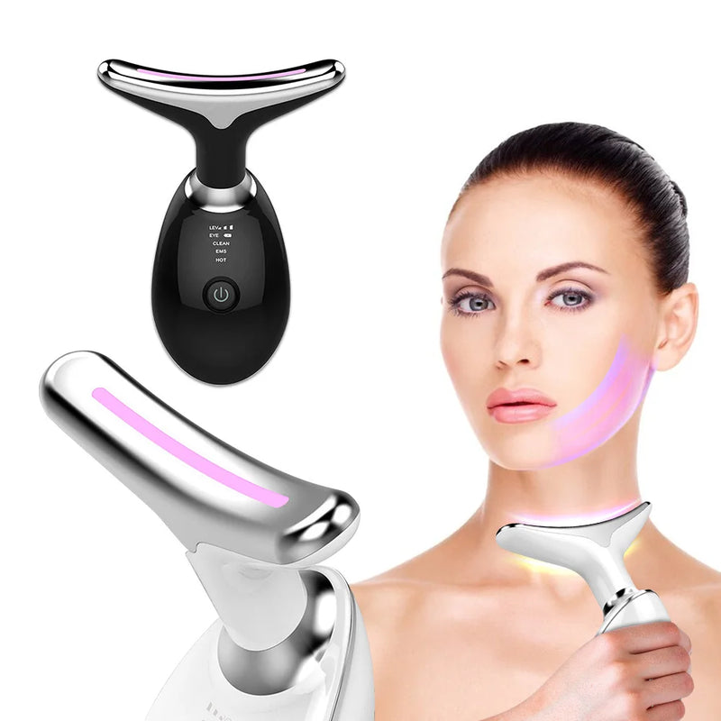 Dispositivo de Beleza Facial e Pescoço com EMS e Terapia de Luz LED