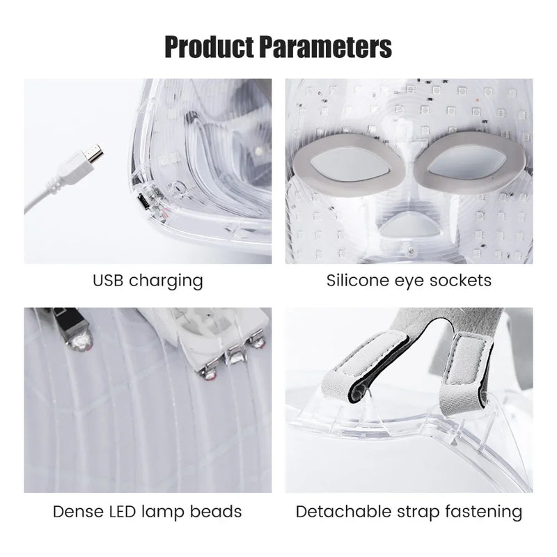 Máscara Facial LED 7 Cores com Fototerapia