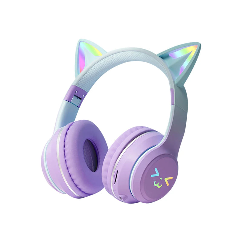 Fones de ouvido bluetooth com microfone, Orelha de gato e com Luzes