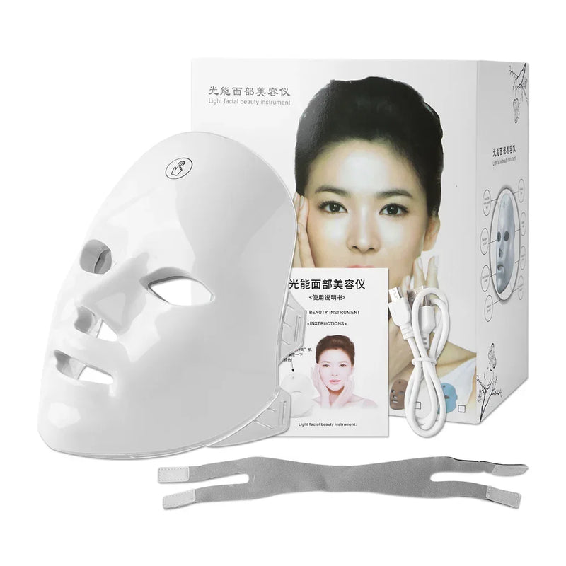 Máscara Facial LED 7 Cores com Fototerapia