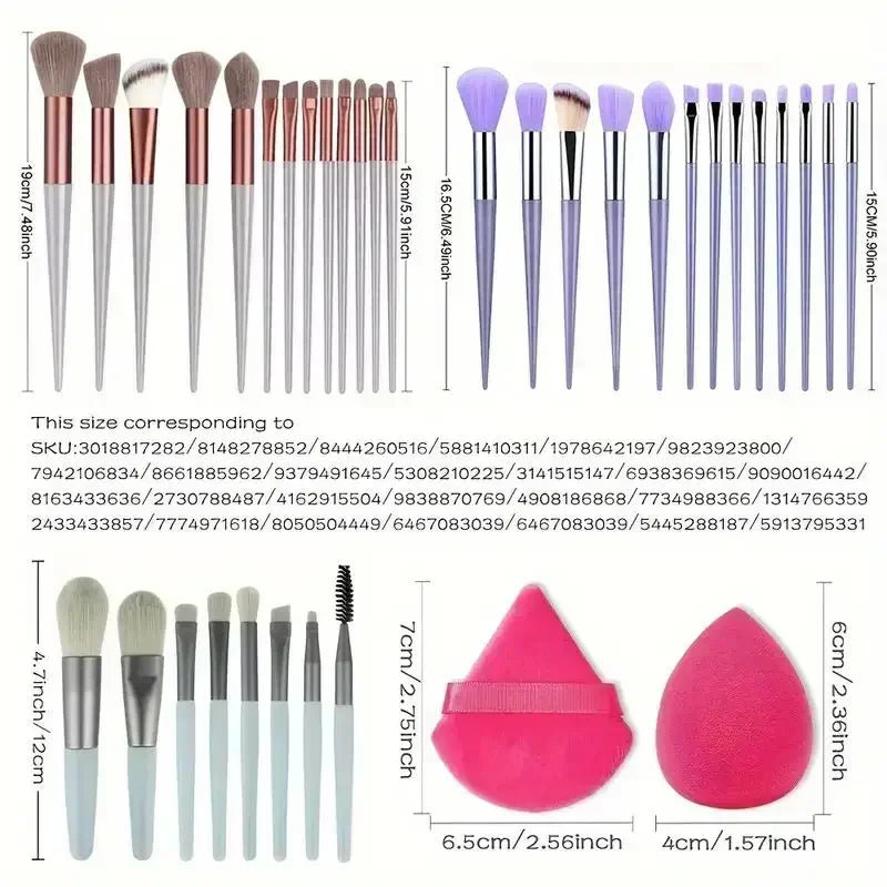 Conjunto profissional de pincéis de maquiagem.