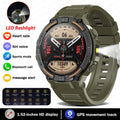 Smartwatch militar à prova d'água para homens, tela HD, lanterna, monitoramento de saúde, freqüência cardíaca, chamada BT, relógio inteligente para Android, IOS, 360x360