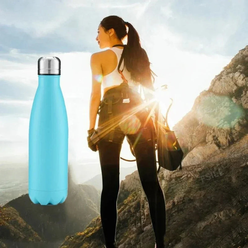 Garrafa térmica aço inoxidável de parede dupla manter quente e frio isolado balão de vácuo esporte