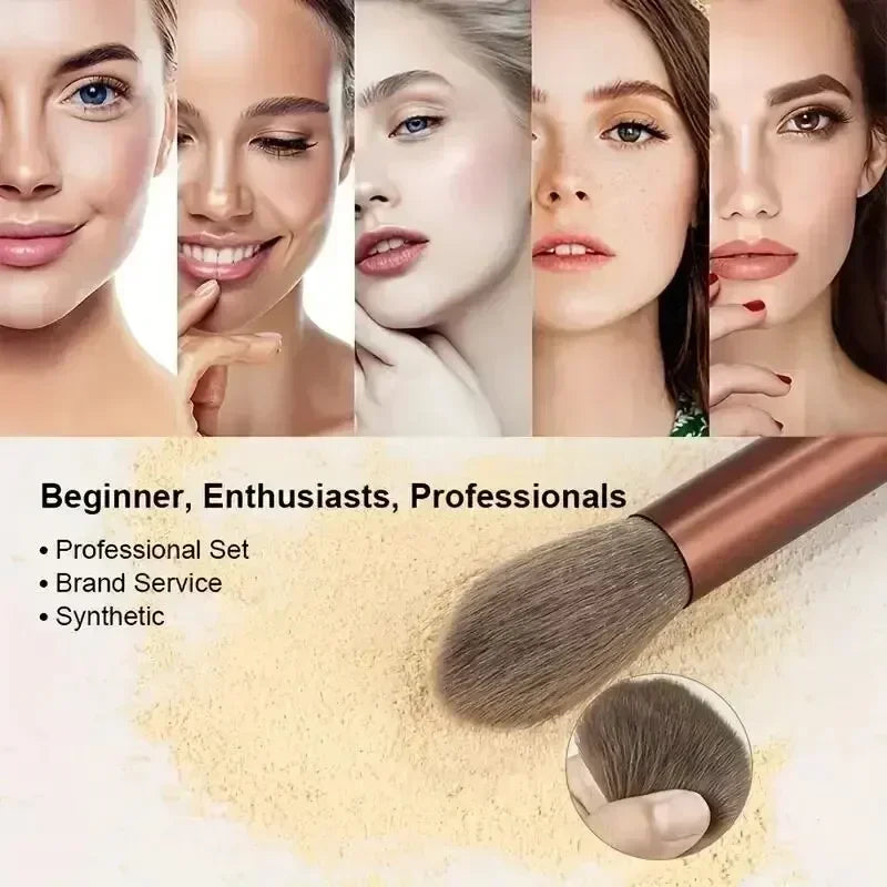 Conjunto profissional de pincéis de maquiagem.
