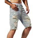 Shorts jeans rasgados de estiramento masculino