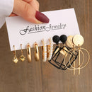 Conjunto de brincos de pérola geométrica vintage