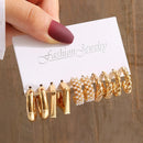 Conjunto de brincos de pérola geométrica vintage