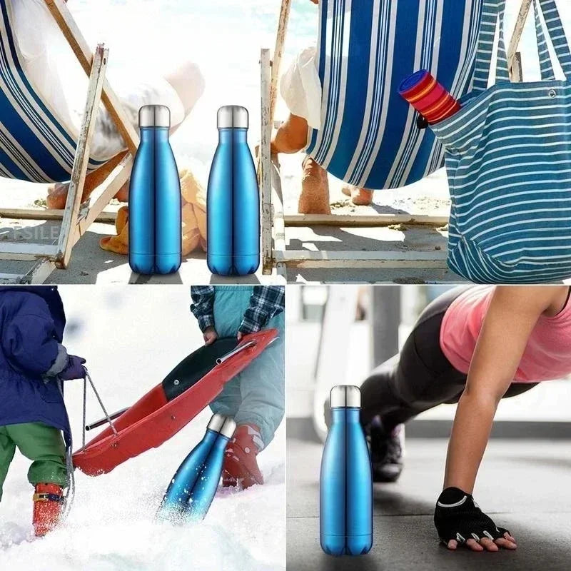 Garrafa térmica aço inoxidável de parede dupla manter quente e frio isolado balão de vácuo esporte