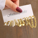 Conjunto de brincos de pérola geométrica vintage