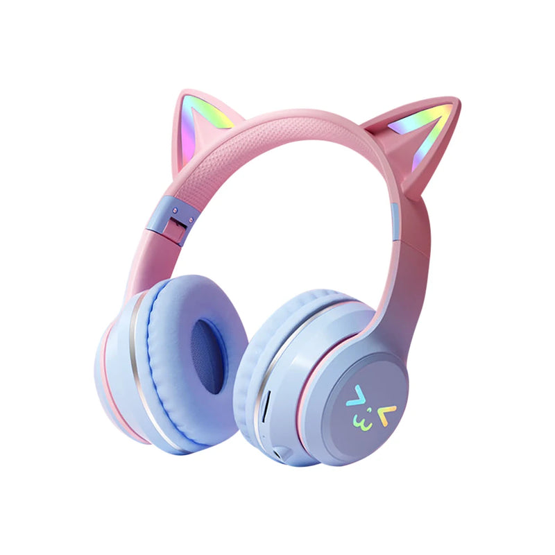 Fones de ouvido bluetooth com microfone, Orelha de gato e com Luzes