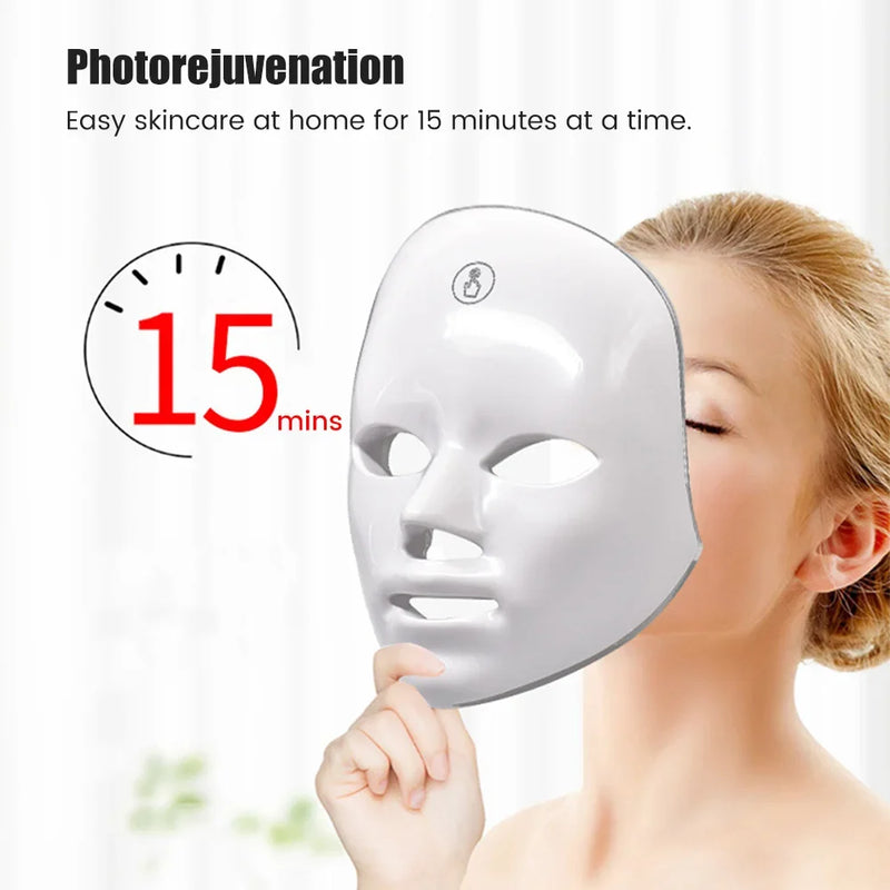 Máscara Facial LED 7 Cores com Fototerapia