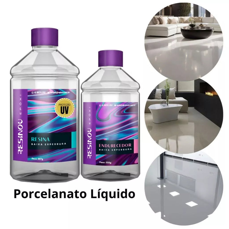 Porcelanato Líquido para Piso 1kg – Resina Epóxi + Endurecedor (Autonivelante)