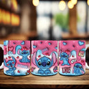 Caneca Xícara Personalizada Lilo e Stitch Disney – Efeito 3D em Porcelana 325ml