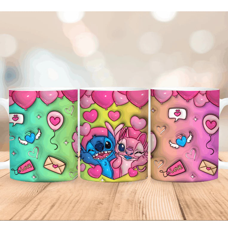 Caneca Xícara Personalizada Lilo e Stitch Disney – Efeito 3D em Porcelana 325ml