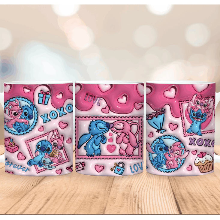 Caneca Xícara Personalizada Lilo e Stitch Disney – Efeito 3D em Porcelana 325ml