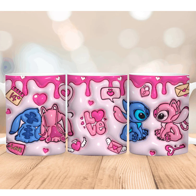 Caneca Xícara Personalizada Lilo e Stitch Disney – Efeito 3D em Porcelana 325ml