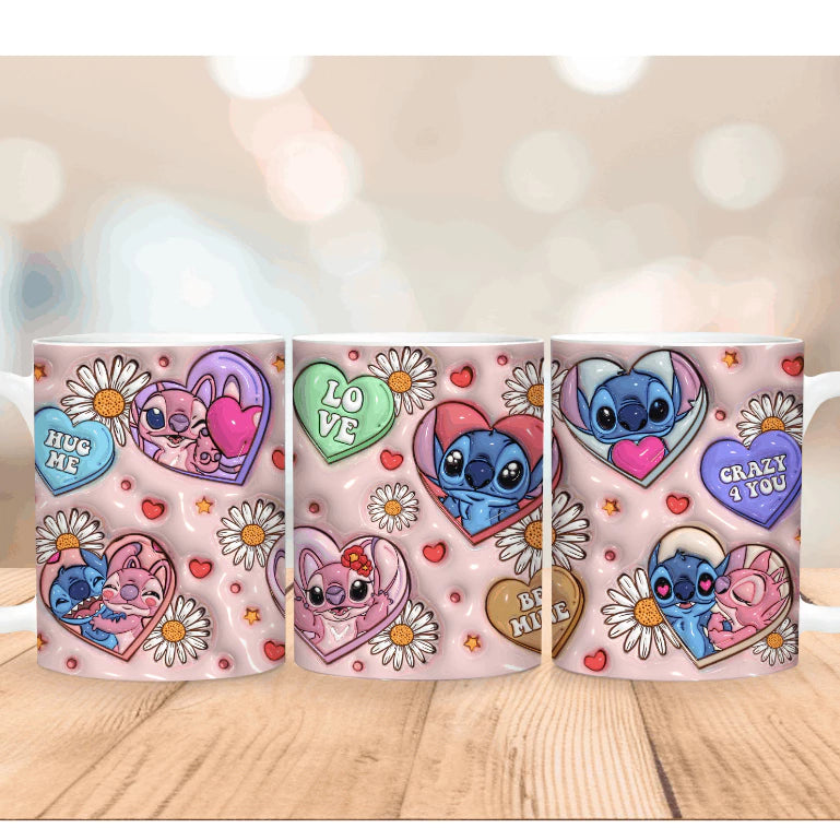 Caneca Xícara Personalizada Lilo e Stitch Disney – Efeito 3D em Porcelana 325ml