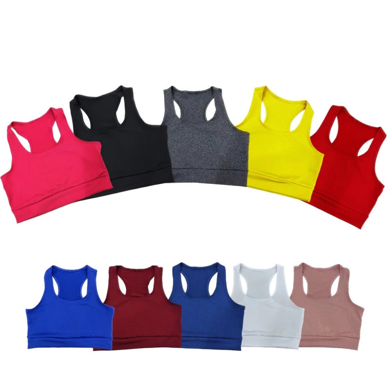 Kit com 10 Tops Fitness Femininos – Modelo Nadador | Alta Sustentação e Conforto no Seu Treino