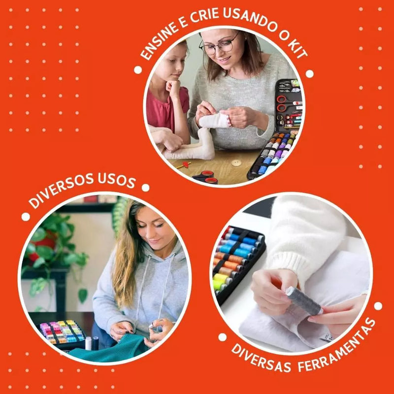 Kit de Costura e Linhas com 90 Peças – Completo e Prático!