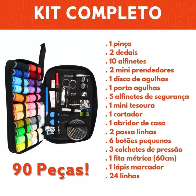 Kit de Costura e Linhas com 90 Peças – Completo e Prático!