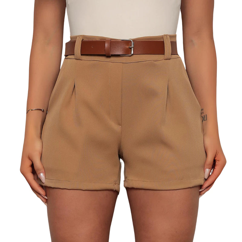 Short Feminino Alfaiataria Social com Cinto – Cintura Alta
