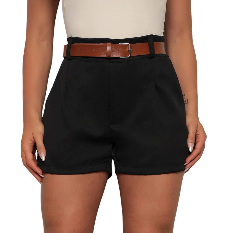 Short Feminino Alfaiataria Social com Cinto – Cintura Alta
