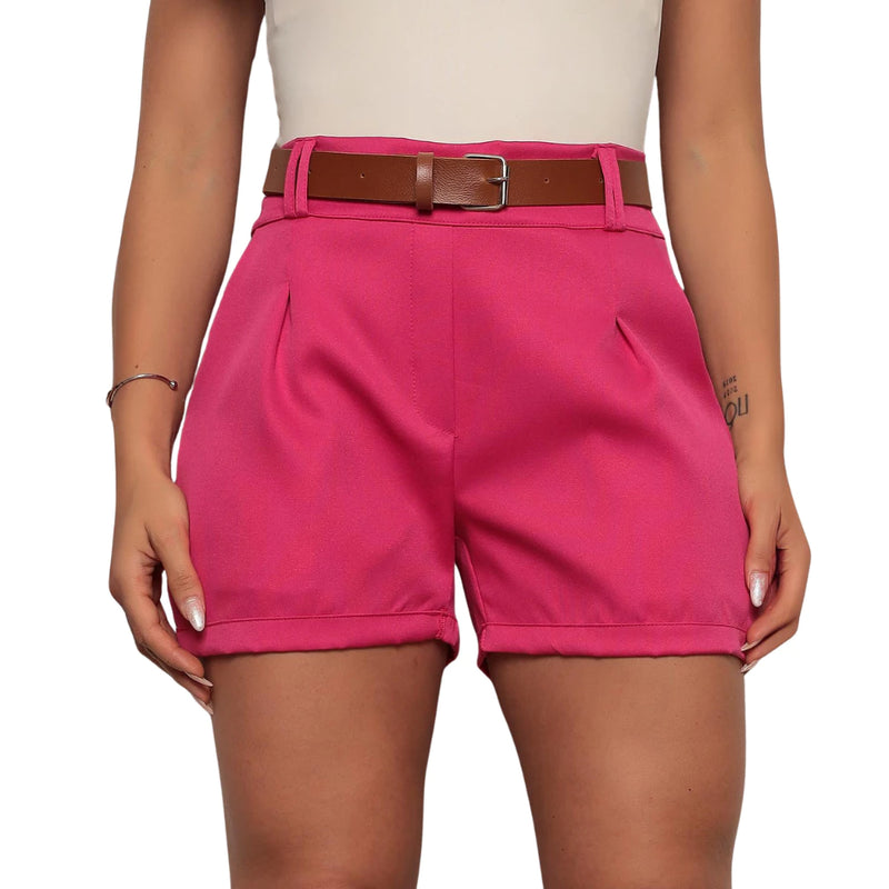 Short Feminino Alfaiataria Social com Cinto – Cintura Alta