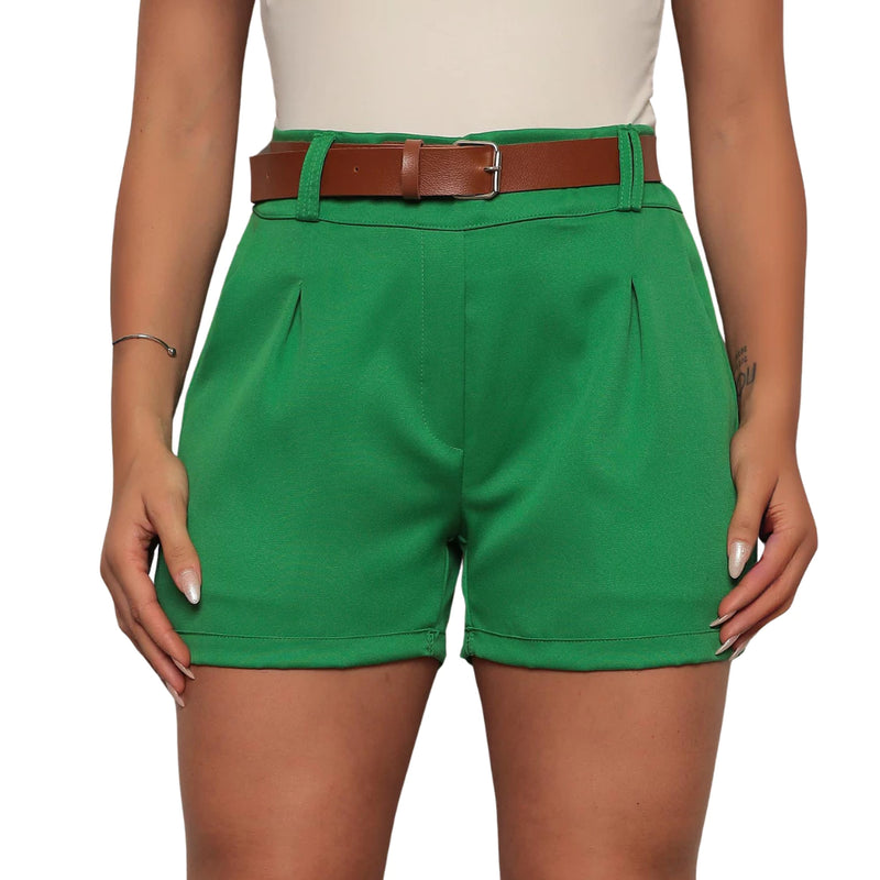 Short Feminino Alfaiataria Social com Cinto – Cintura Alta