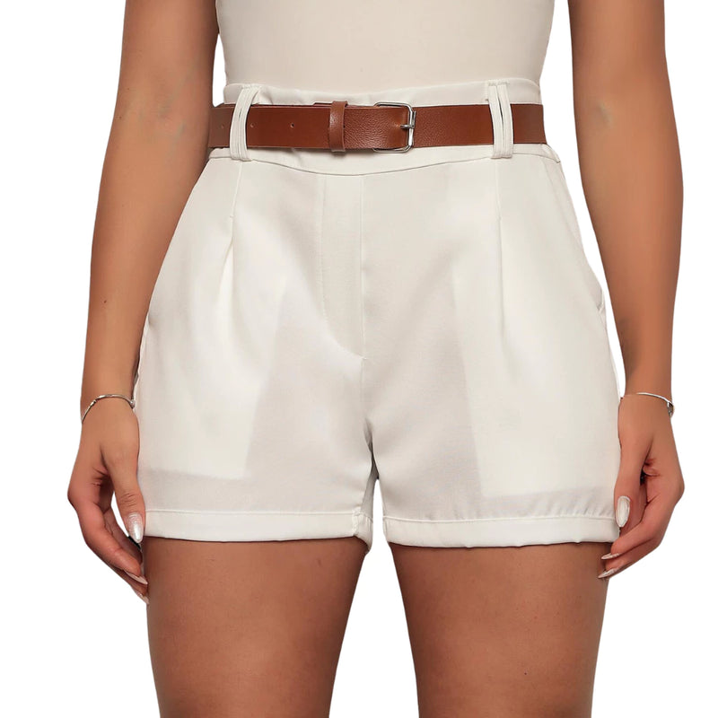 Short Feminino Alfaiataria Social com Cinto – Cintura Alta
