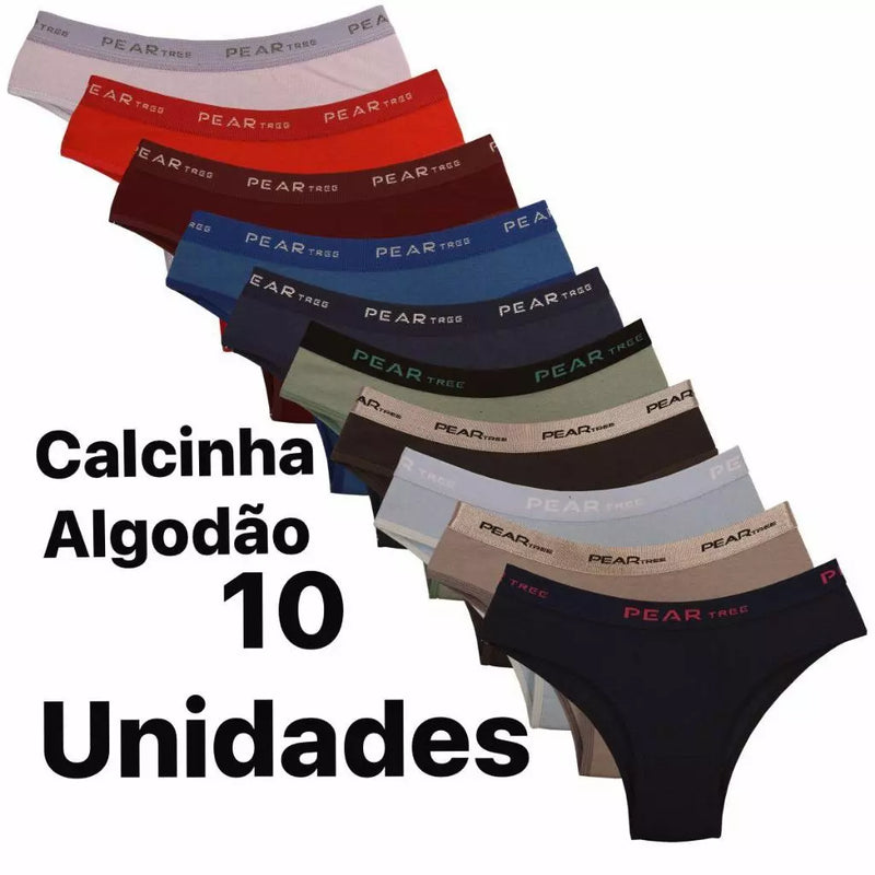 Kit com 5 ou 10 Calcinhas Algodão Cós Alto
