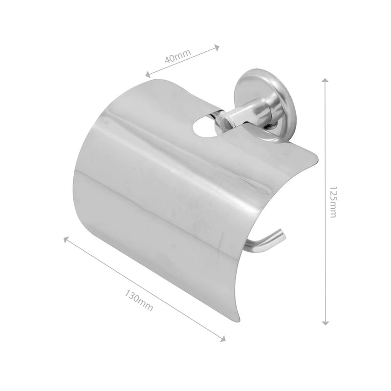 Kit Acessórios Para Banheiro 6 Peças – Aço Inox Cromado com Porta Shampoo em Vidro